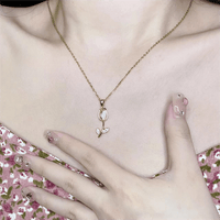 Thumbnail for Dainty Rhinestone Inlaid Crystal Tulip Pendant Necklace - ArtGalleryZen