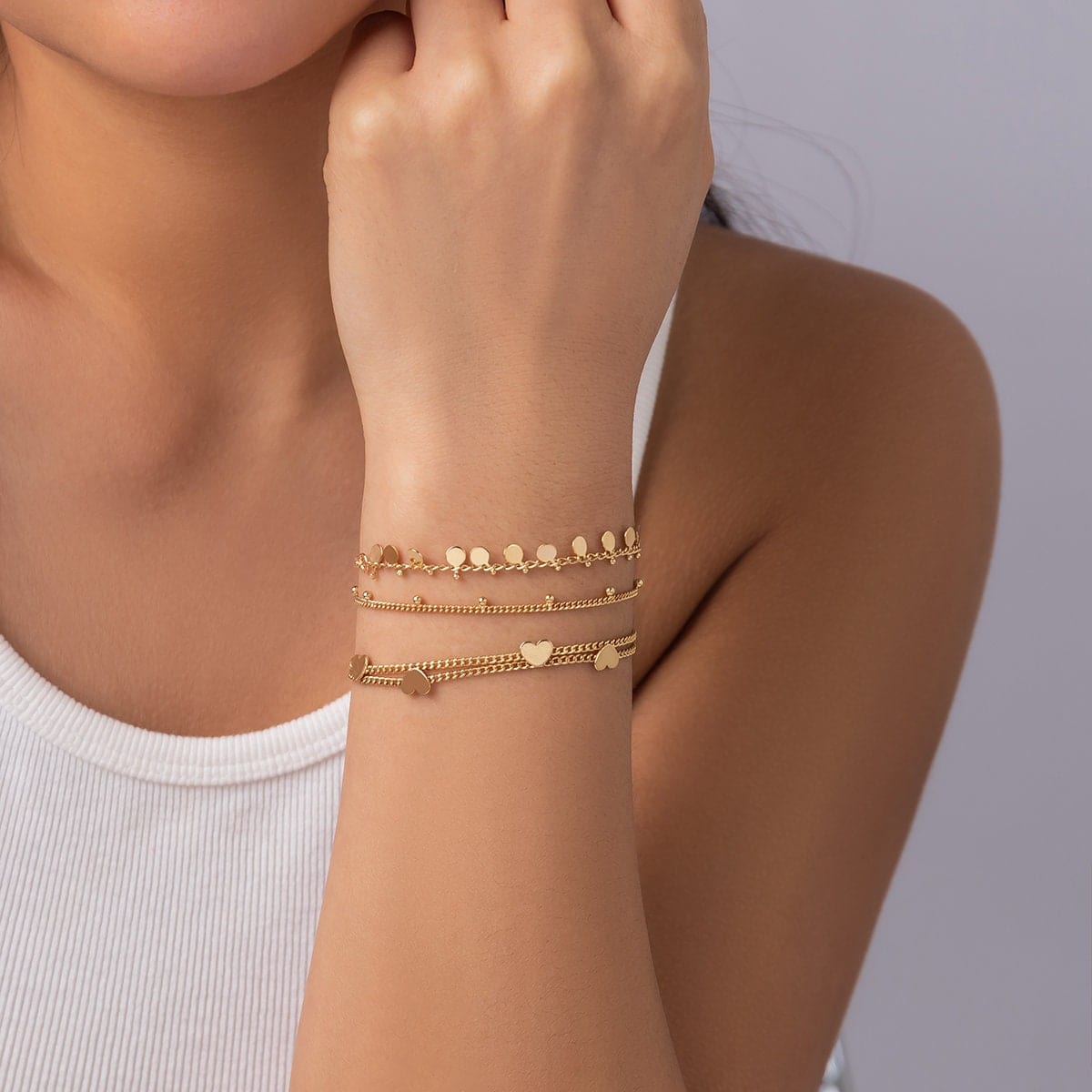 5 Pcs Gold Chain Bracelet Set for Women Girls Gold Plated Dainty Link  Stackable Bracelets Stake Adjustable Layered Metal Link Bracelet Set  Fashion Jewelry | SHEIN