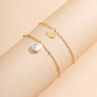 Thumbnail for Dainty Sequin Pearl Charm Cable Saturn Chain Stackable Anklet Set - ArtGalleryZen