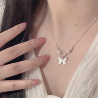 Thumbnail for Dainty Silver Butterfly Necklace - ArtGalleryZen