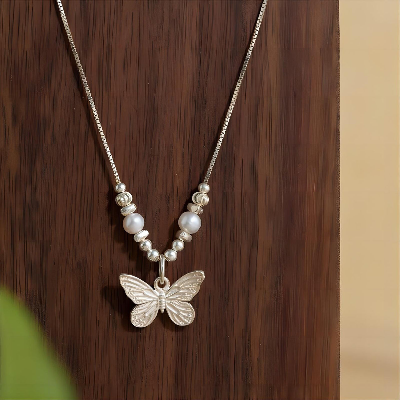 Dainty Silver Butterfly Necklace - ArtGalleryZen