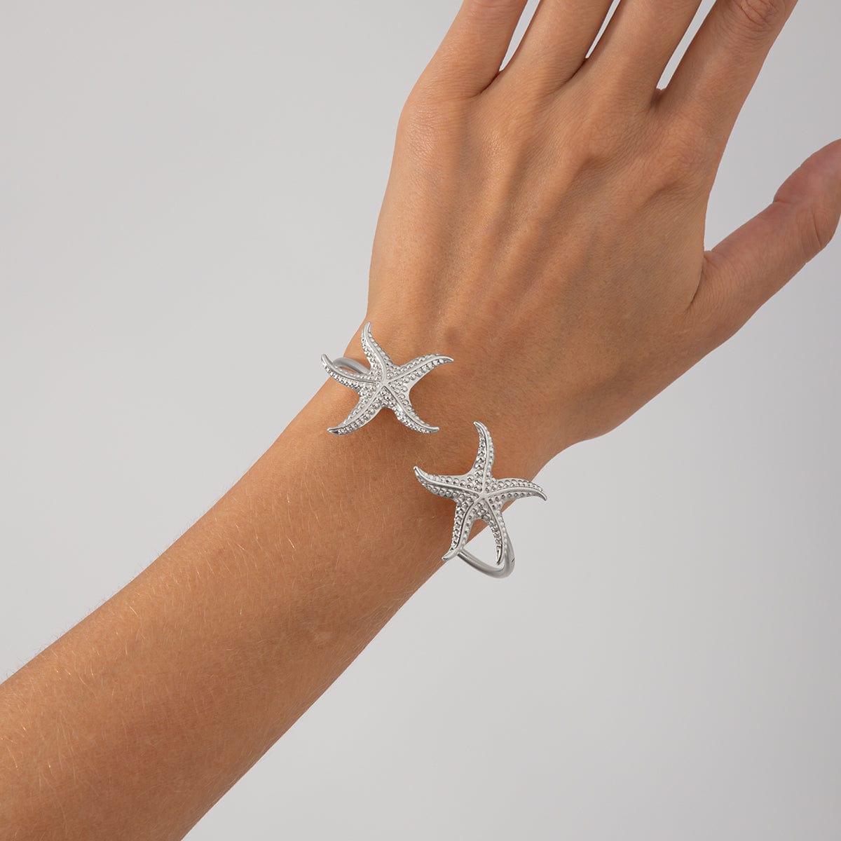 Dainty Starfish Open Bangle Bracelet - ArtGalleryZen