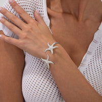 Thumbnail for Dainty Starfish Open Bangle Bracelet - ArtGalleryZen