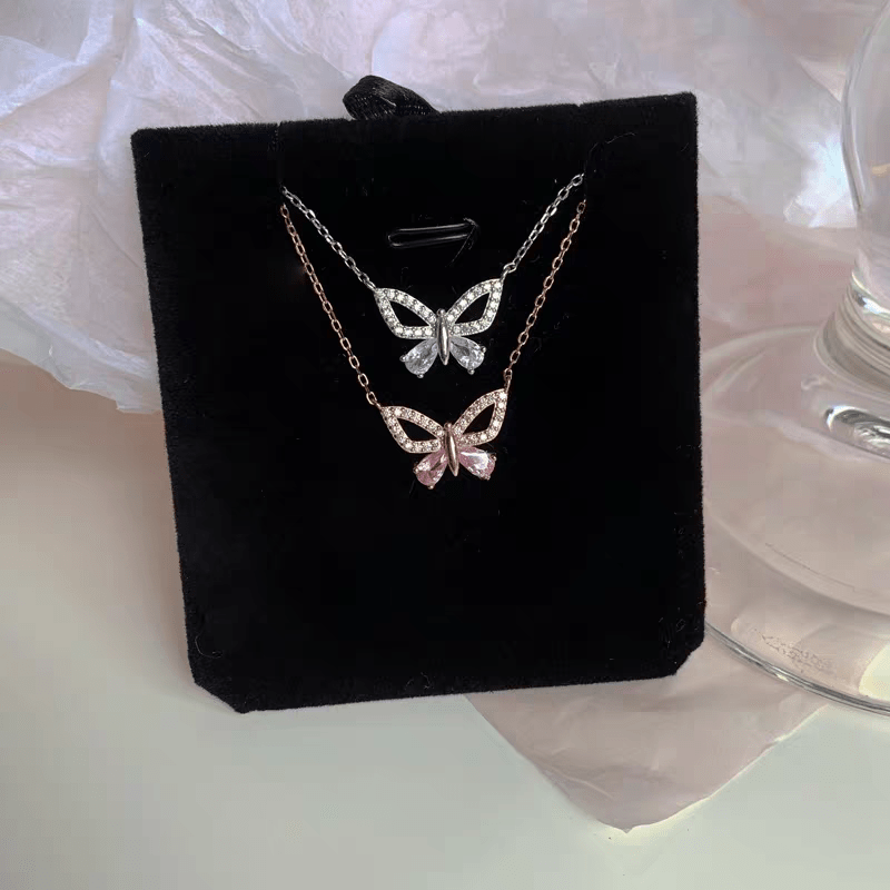 Dainty Sterling Silver Zirconia Butterfly Necklace - ArtGalleryZen