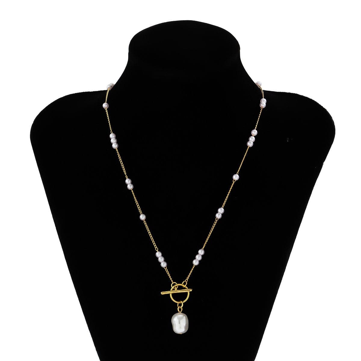 Dainty Toggle Clasp Pearl Chain Choker Necklace - ArtGalleryZen