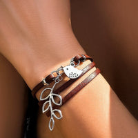 Thumbnail for Dove Olive Branch Leather Bracelet - ArtGalleryZen