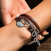 Thumbnail for Dove Olive Branch Leather Bracelet - ArtGalleryZen