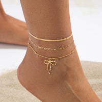 Thumbnail for Elegant 3pcs Bowknot Charm Herringbone Chain Anklet Set - ArtGalleryZen