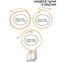 Thumbnail for Elegant 3pcs Bowknot Charm Herringbone Chain Anklet Set - ArtGalleryZen