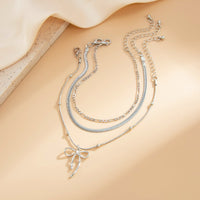Thumbnail for Elegant 3pcs Bowknot Charm Herringbone Chain Anklet Set - ArtGalleryZen