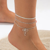 Thumbnail for Elegant 3pcs Bowknot Charm Herringbone Chain Anklet Set - ArtGalleryZen