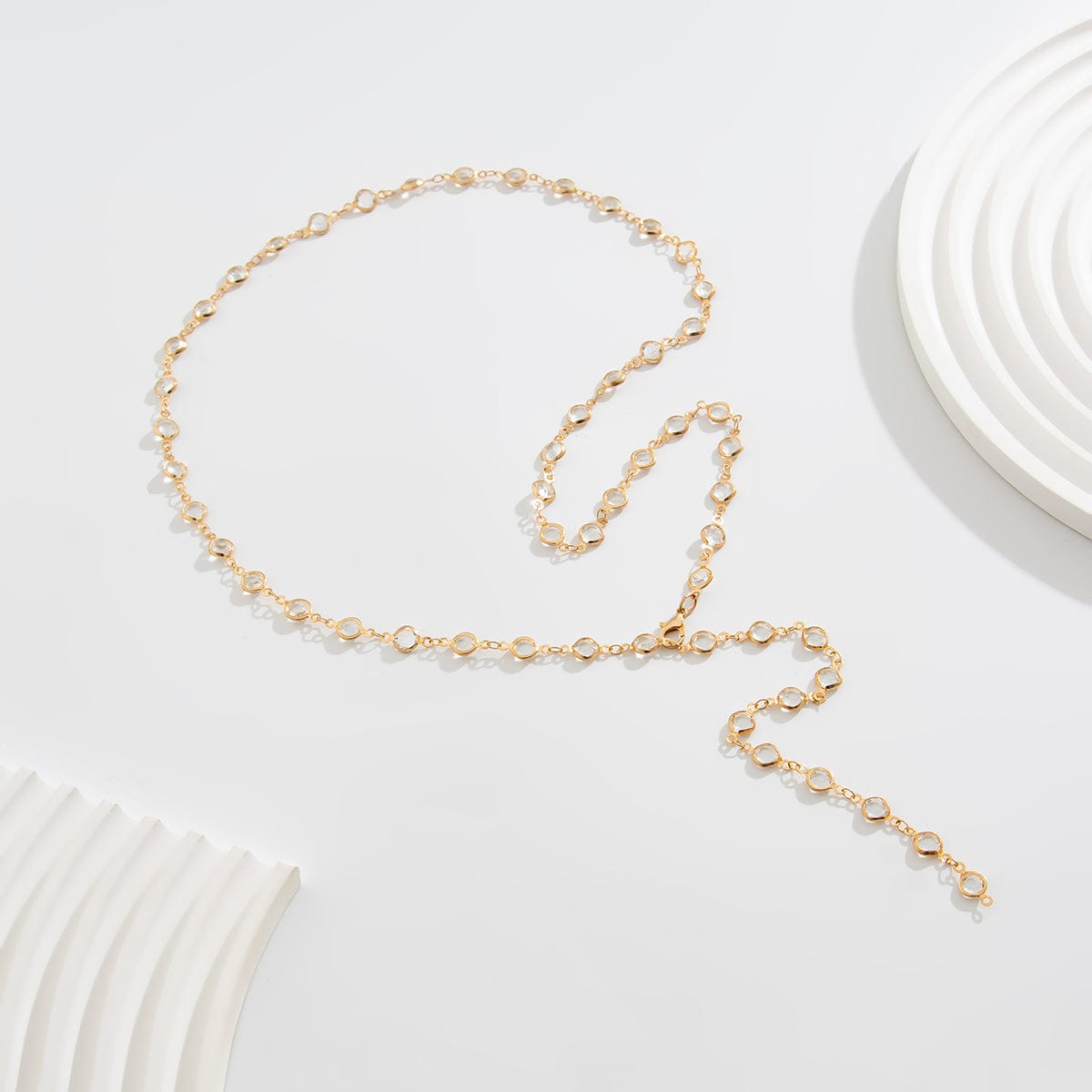 Elegant Crystal Long Chain Y Necklace - ArtGalleryZen
