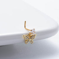 Thumbnail for Elegant CZ Inlaid Stainless Steel Heart Snowflake Floral Nose Piercing Nose Stud - ArtGalleryZen