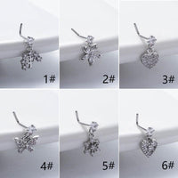 Thumbnail for Elegant CZ Inlaid Stainless Steel Heart Snowflake Floral Nose Piercing Nose Stud - ArtGalleryZen
