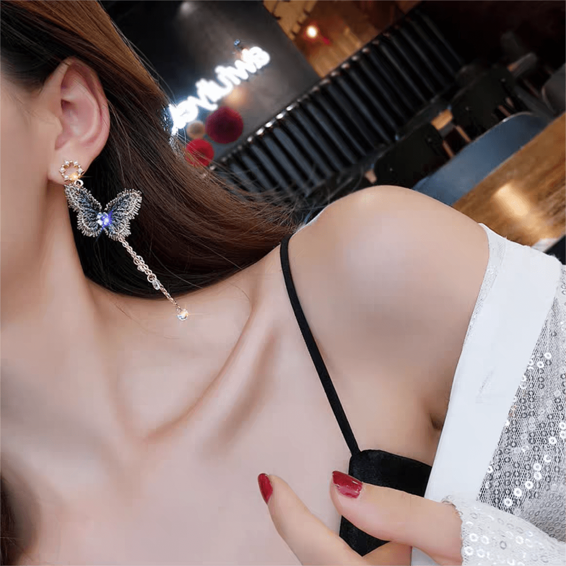 Elegant Embroidery Butterfly Tassel Earrings - ArtGalleryZen