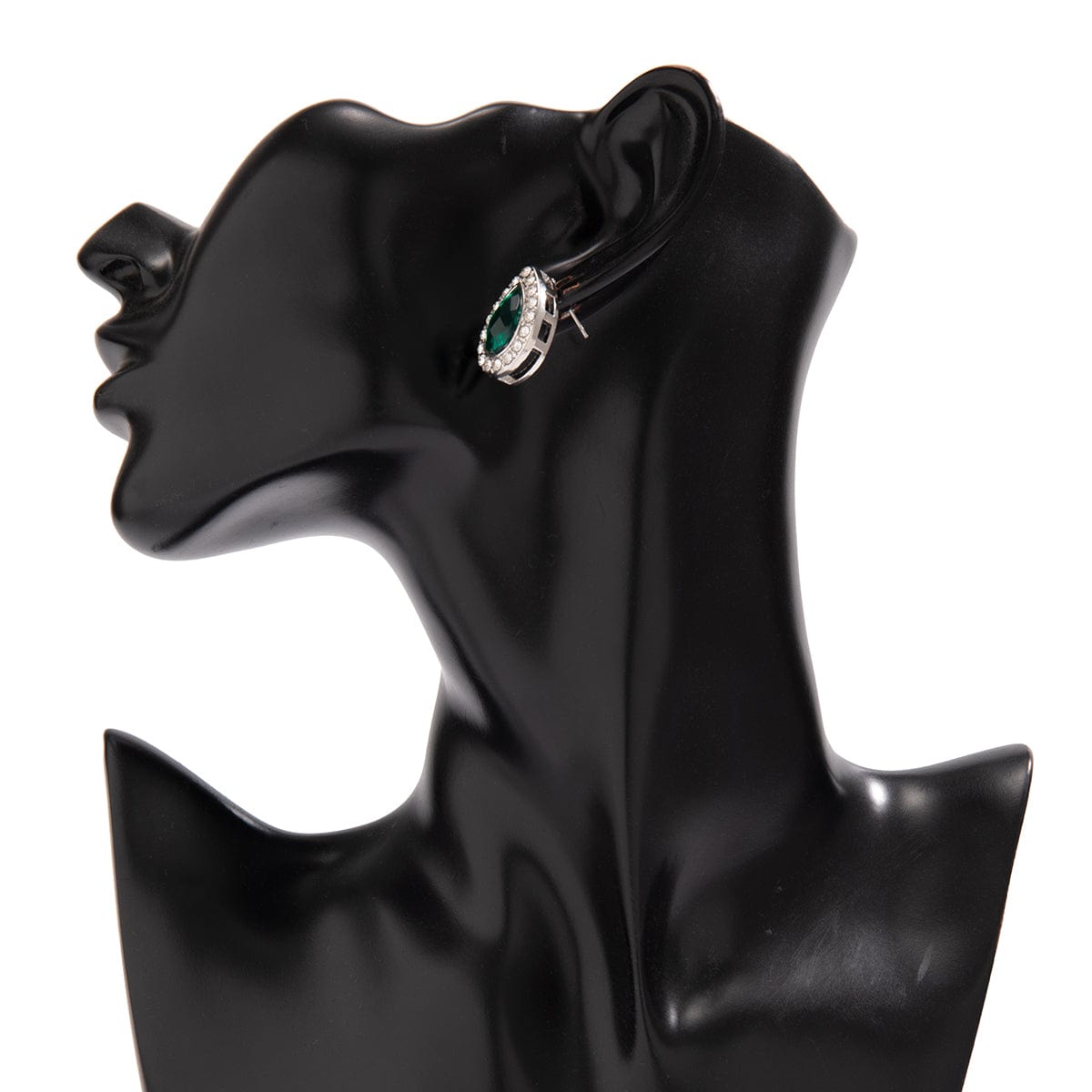 Elegant Emerald Cubic Zirconia Inlaid Pearl Chain Choker Necklace Earrings Ring Set - ArtGalleryZen