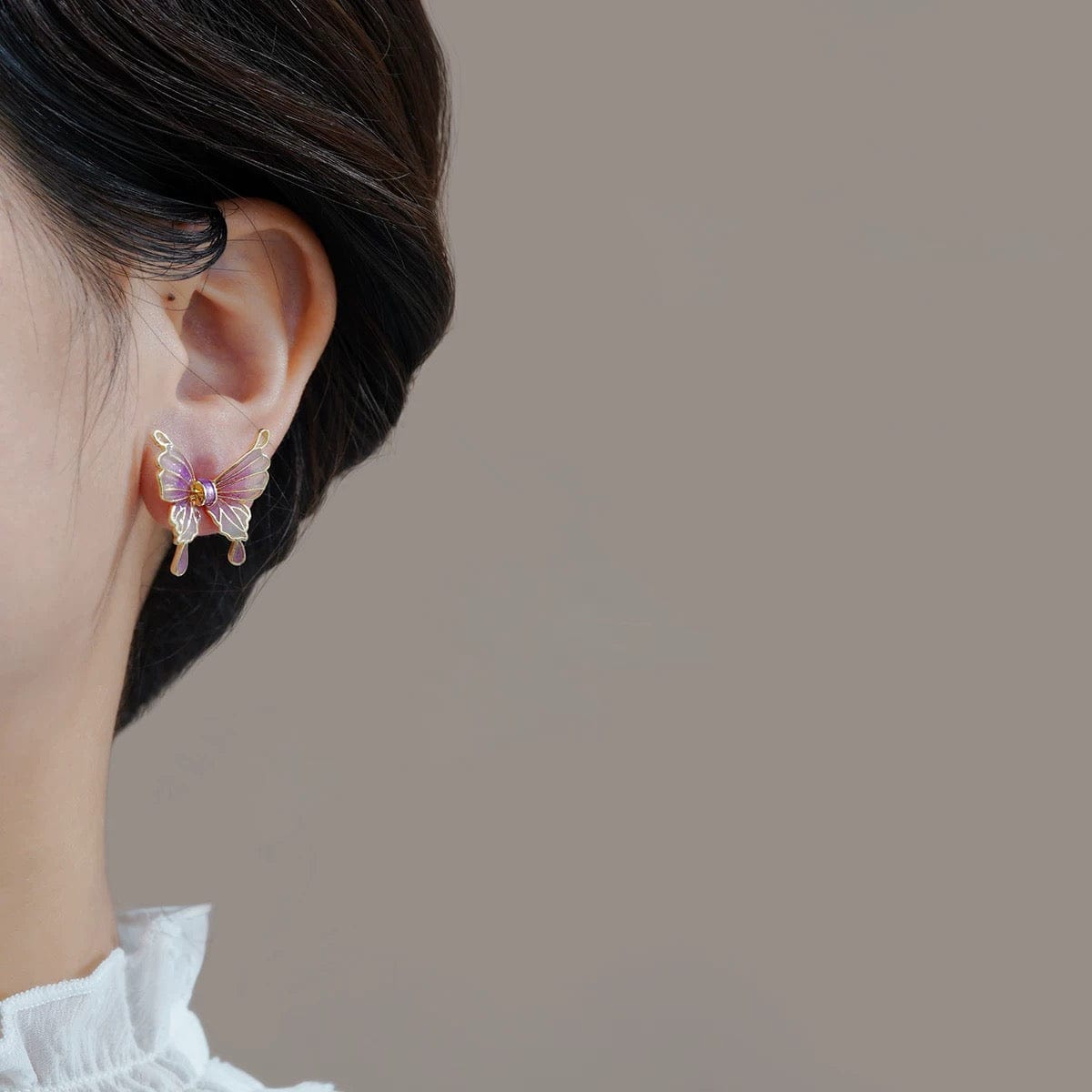 Elegant Enamel Gradient Butterfly Earrings - ArtGalleryZen