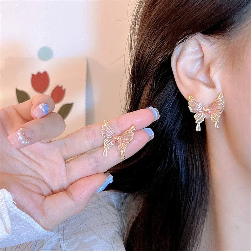 Elegant Enamel Gradient Butterfly Earrings - ArtGalleryZen