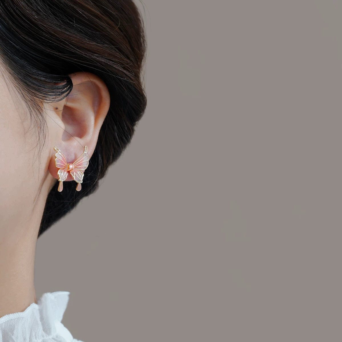 Elegant Enamel Gradient Butterfly Earrings - ArtGalleryZen