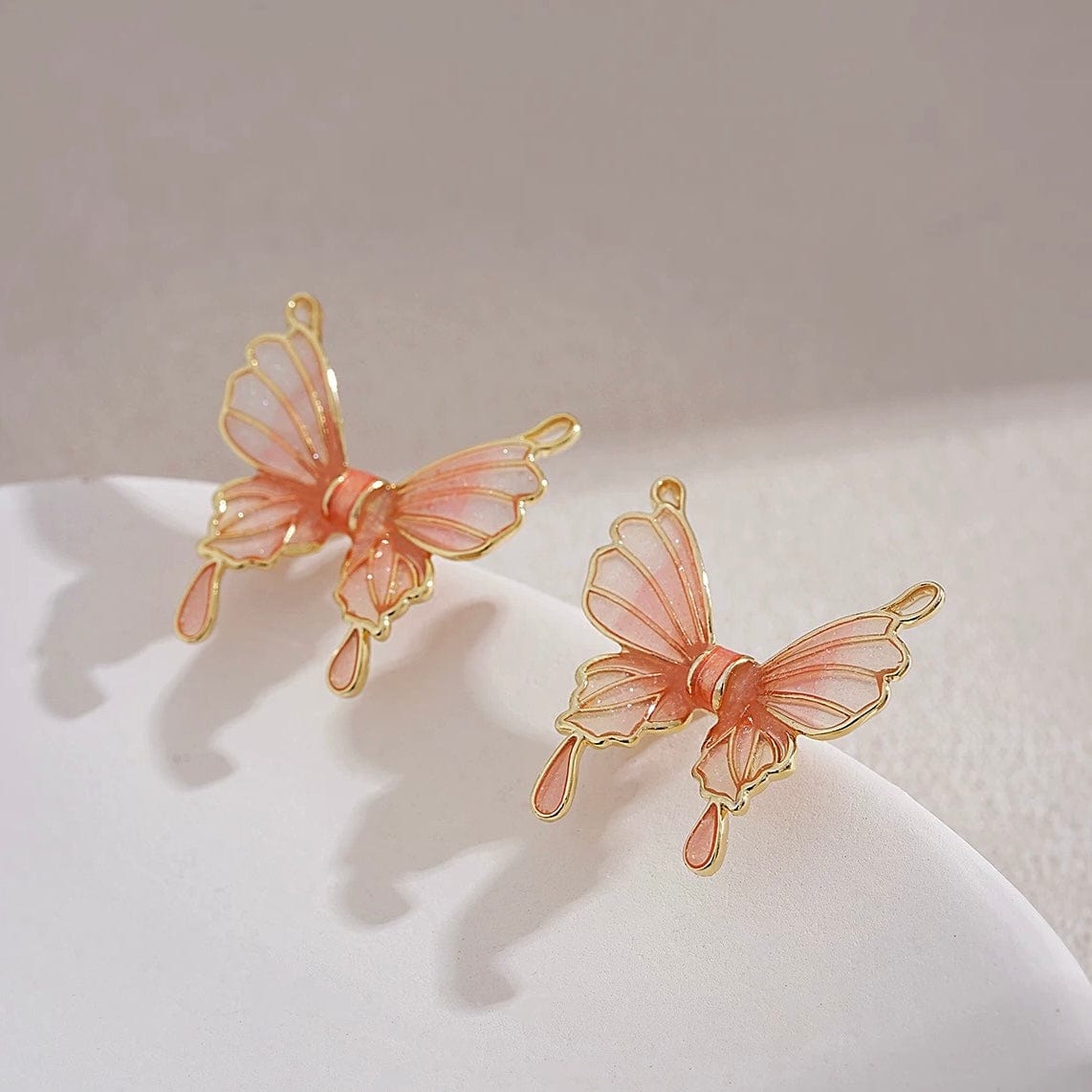 Elegant Enamel Gradient Butterfly Earrings - ArtGalleryZen