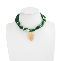 Thumbnail for Elegant Flame Heart Pendant Silk Scarf Choker Necklace - ArtGalleryZen