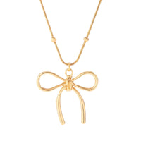 Thumbnail for Elegant Gold Silver Plated Bowknot Pendant Necklace - ArtGalleryZen