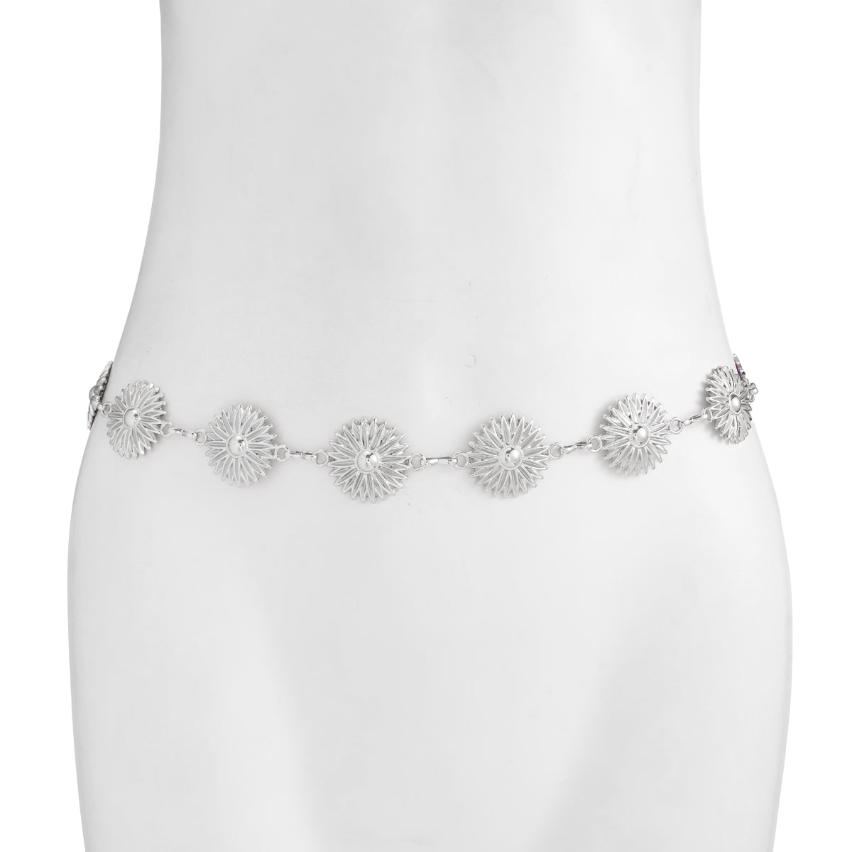 Elegant Gold Silver Tone Daisy Waist Chain - ArtGalleryZen