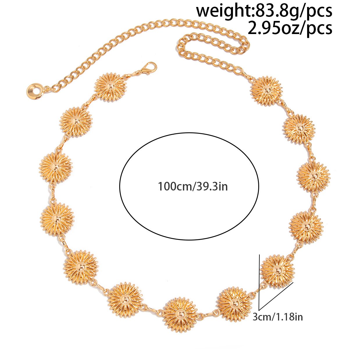 Elegant Gold Silver Tone Daisy Waist Chain - ArtGalleryZen