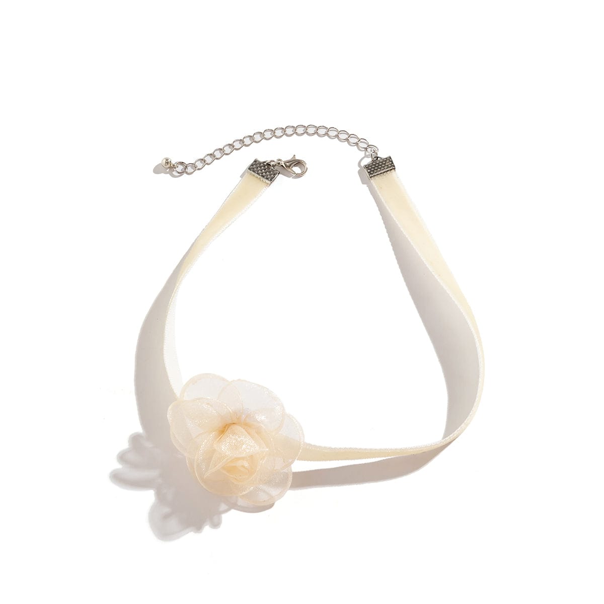 Elegant Grenadine Flower Velvet Collar Choker Necklace - ArtGalleryZen