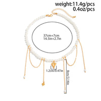 Thumbnail for Elegant Heart Pendant Pearl Chain Tassel Necklace - ArtGalleryZen