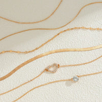 Thumbnail for Elegant Layered CZ Inlaid Heart Pendant Snake Chain Necklace Set - ArtGalleryZen