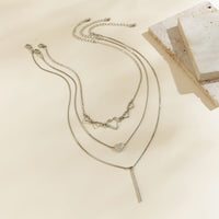 Thumbnail for Elegant Layered Heart Bar Pendant Chain Necklace Set - ArtGalleryZen