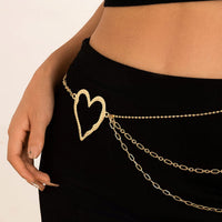 Thumbnail for Elegant Layered Hollow Heart Charm Waist Chain - ArtGalleryZen