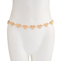 Thumbnail for Elegant Layered Hollow Heart Pearl Waist Chain - ArtGalleryZen
