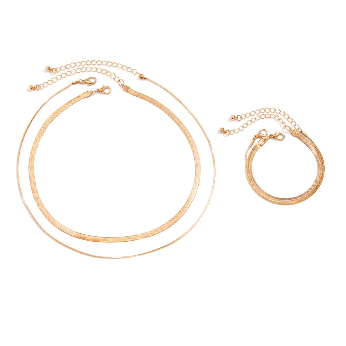 Elegant Layered Snake Chain Necklace Bracelet Set - ArtGalleryZen