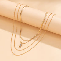 Thumbnail for Elegant Layered Zircon Pendant Snake Cable Chain Necklace Set - ArtGalleryZen
