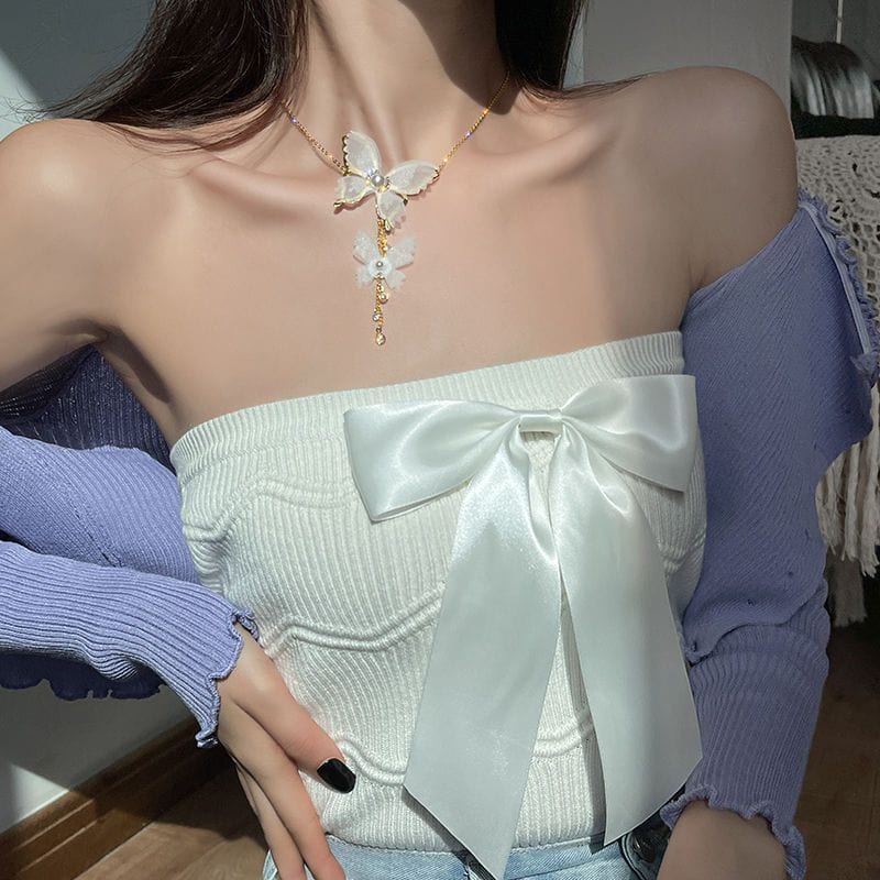 Elegant Meshed Butterfly Chain Necklace - ArtGalleryZen