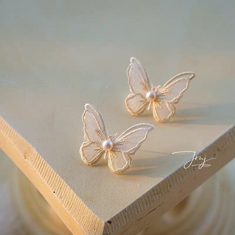 Embroidery Lace Butterfly Earrings - ArtGalleryZen