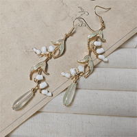 Thumbnail for Enamel Lily Of The Valley Dangle Jade Earrings - ArtGalleryZen