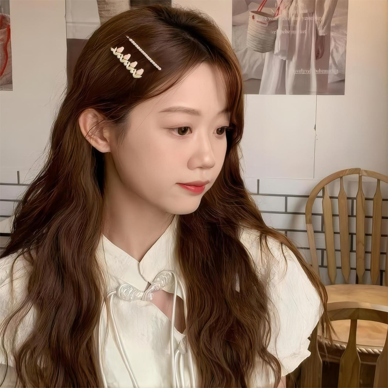 Enamel Pink Flower Hair Clip - ArtGalleryZen