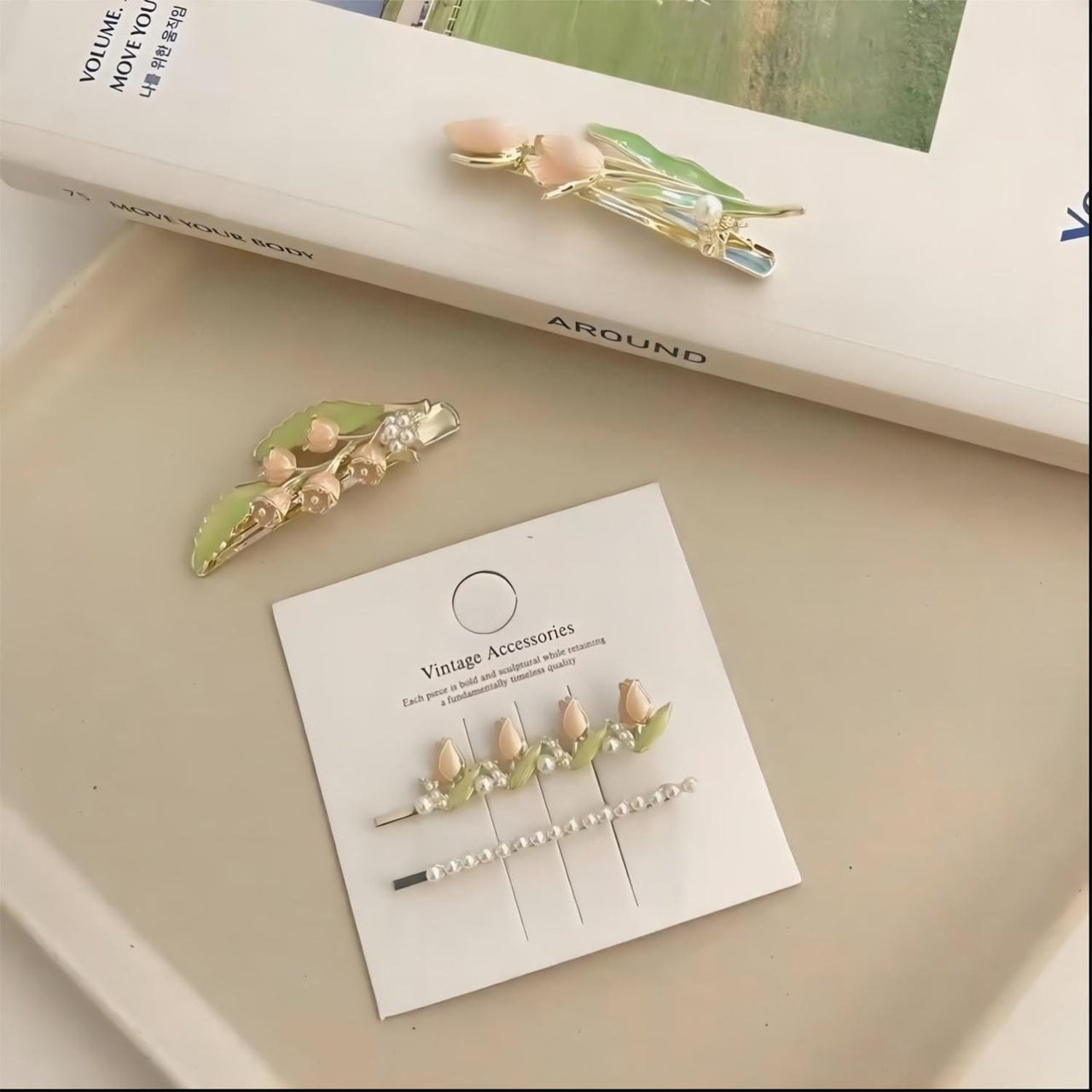 Enamel Pink Flower Hair Clip - ArtGalleryZen