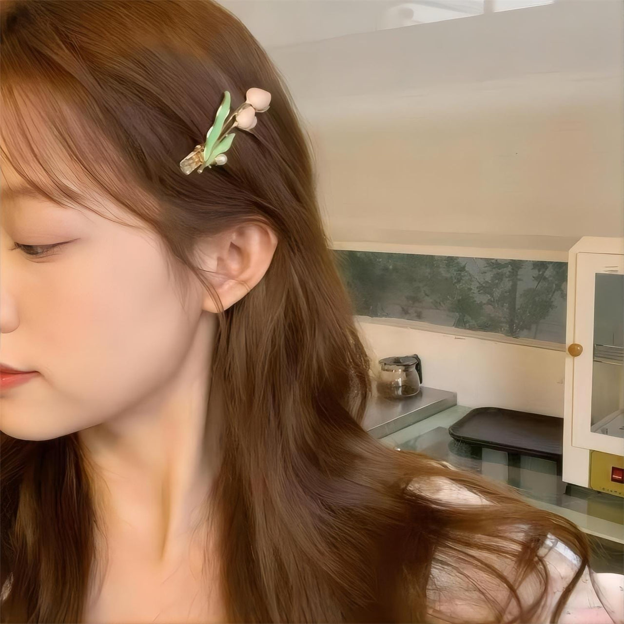 Enamel Pink Flower Hair Clip - ArtGalleryZen