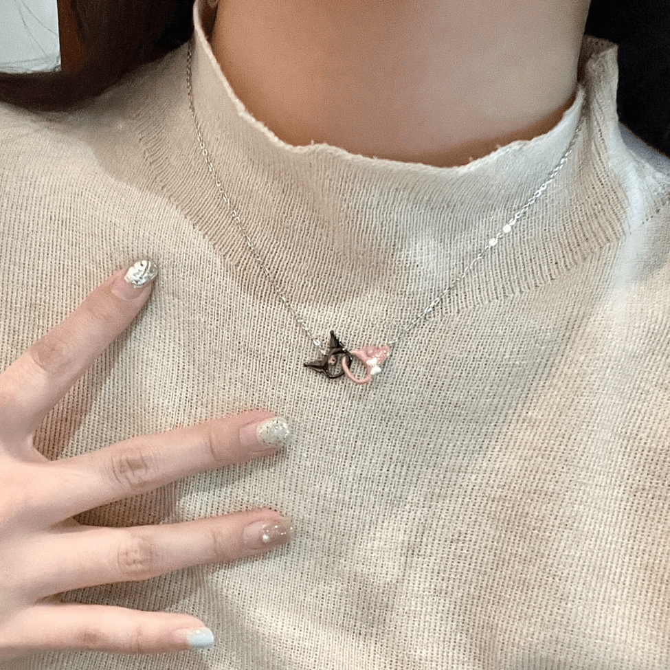 Enamel Sanrio Kuromi My Melody Mobius Strip Necklace - ArtGalleryZen