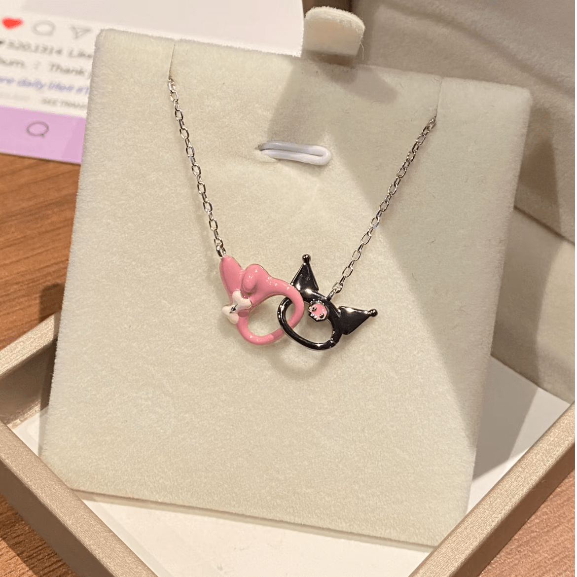 Enamel Sanrio Kuromi My Melody Mobius Strip Necklace - ArtGalleryZen