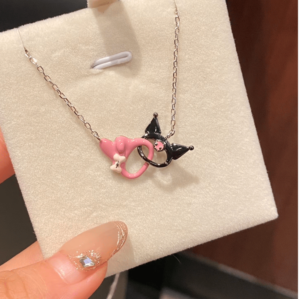 Enamel Sanrio Kuromi My Melody Mobius Strip Necklace - ArtGalleryZen