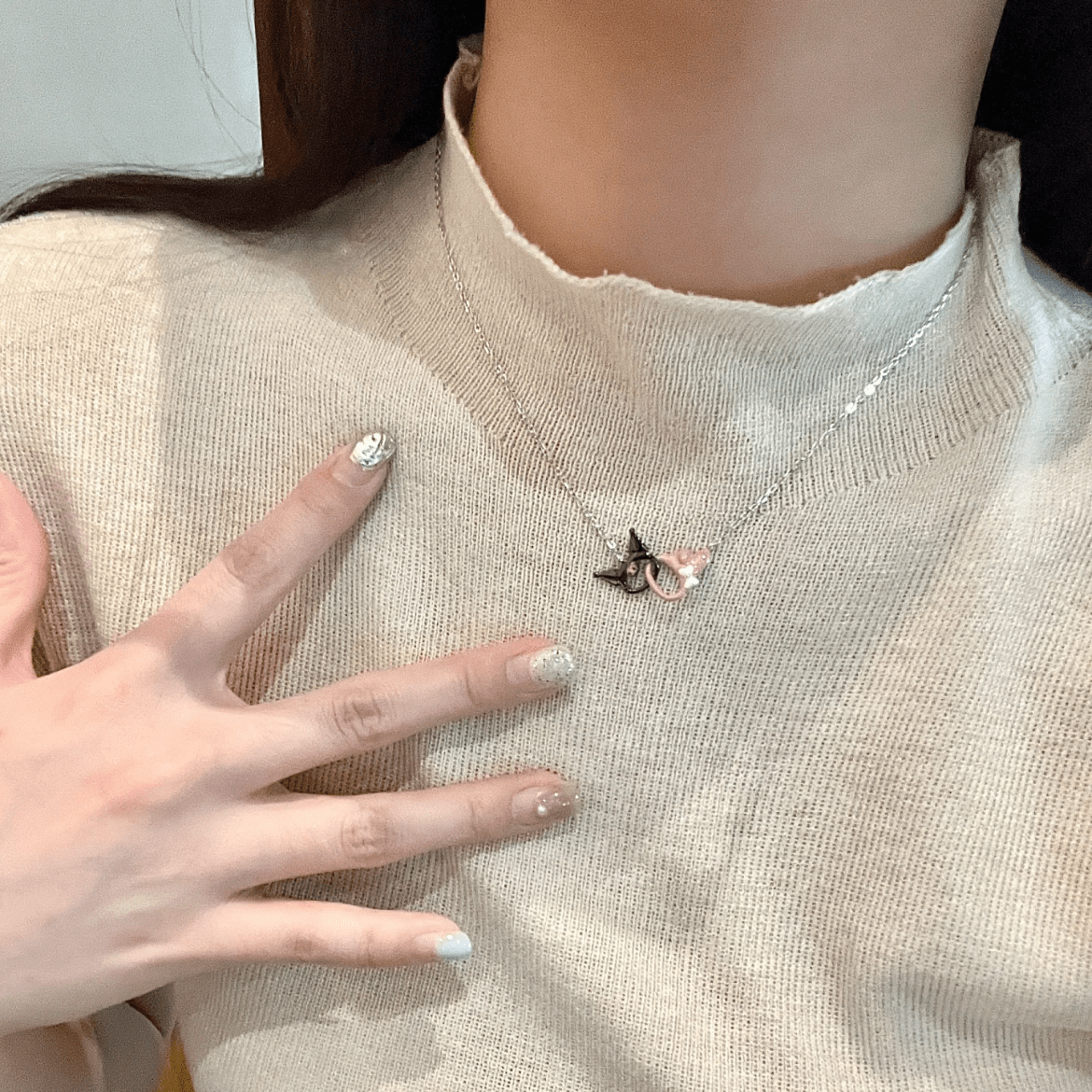 Enamel Sanrio Kuromi My Melody Mobius Strip Necklace - ArtGalleryZen