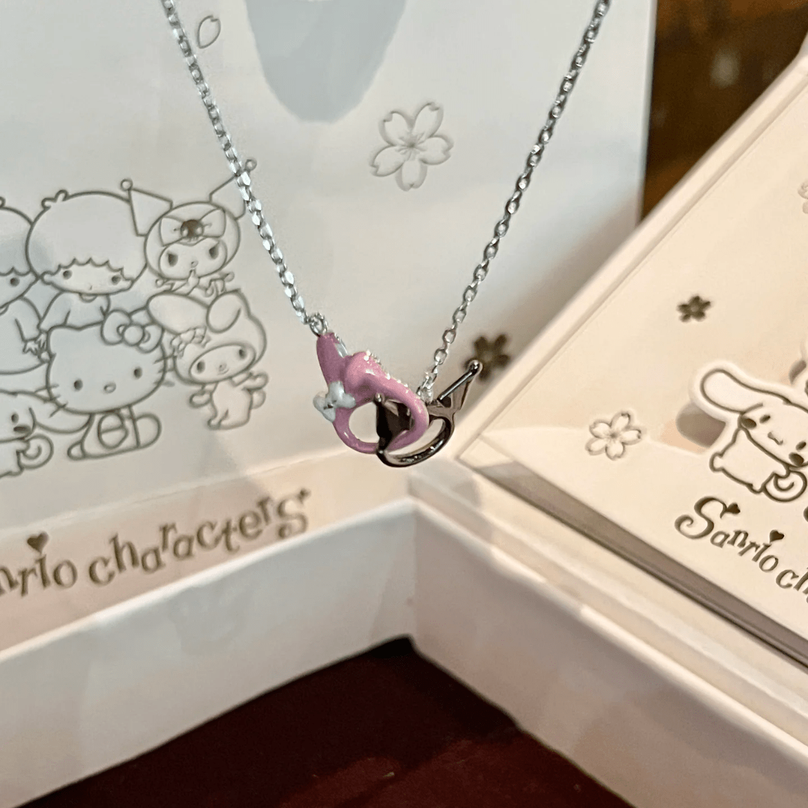 Enamel Sanrio Kuromi My Melody Mobius Strip Necklace - ArtGalleryZen