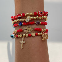 Thumbnail for Ethnic style 5pcs Evil Eye Hamsa Charm Crystal Beaded Bracelet Set - ArtGalleryZen