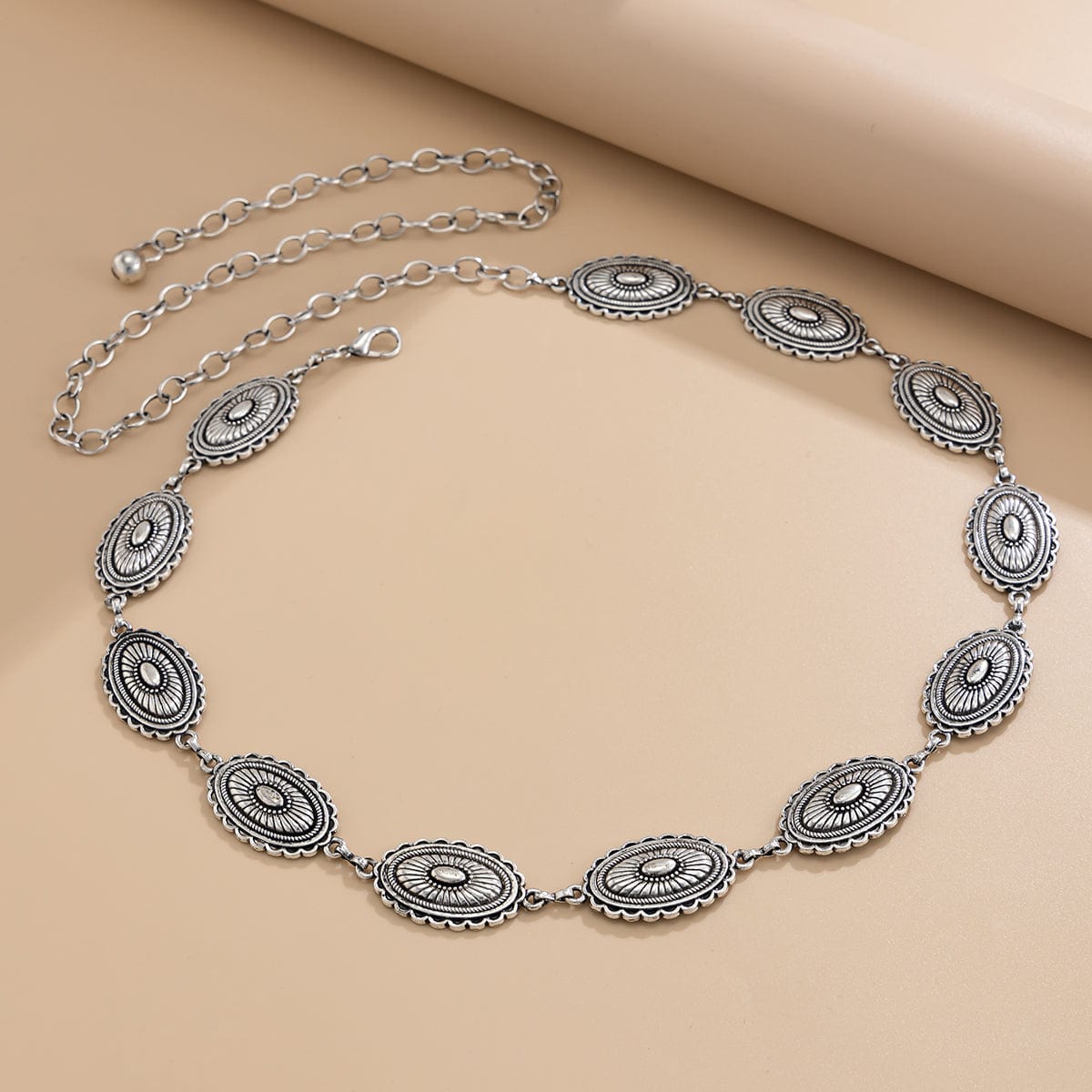 Ethnic Style Carved Oval Waist Chain - ArtGalleryZen