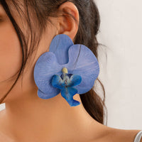 Thumbnail for Exaggerated Butterfly Orchid Flower Stud Earrings - ArtGalleryZen